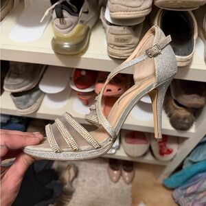 Elegant Silver Strappy Heels